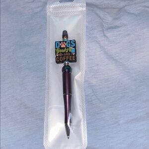 Purple Pen with Dogs Books and Coffee Topper